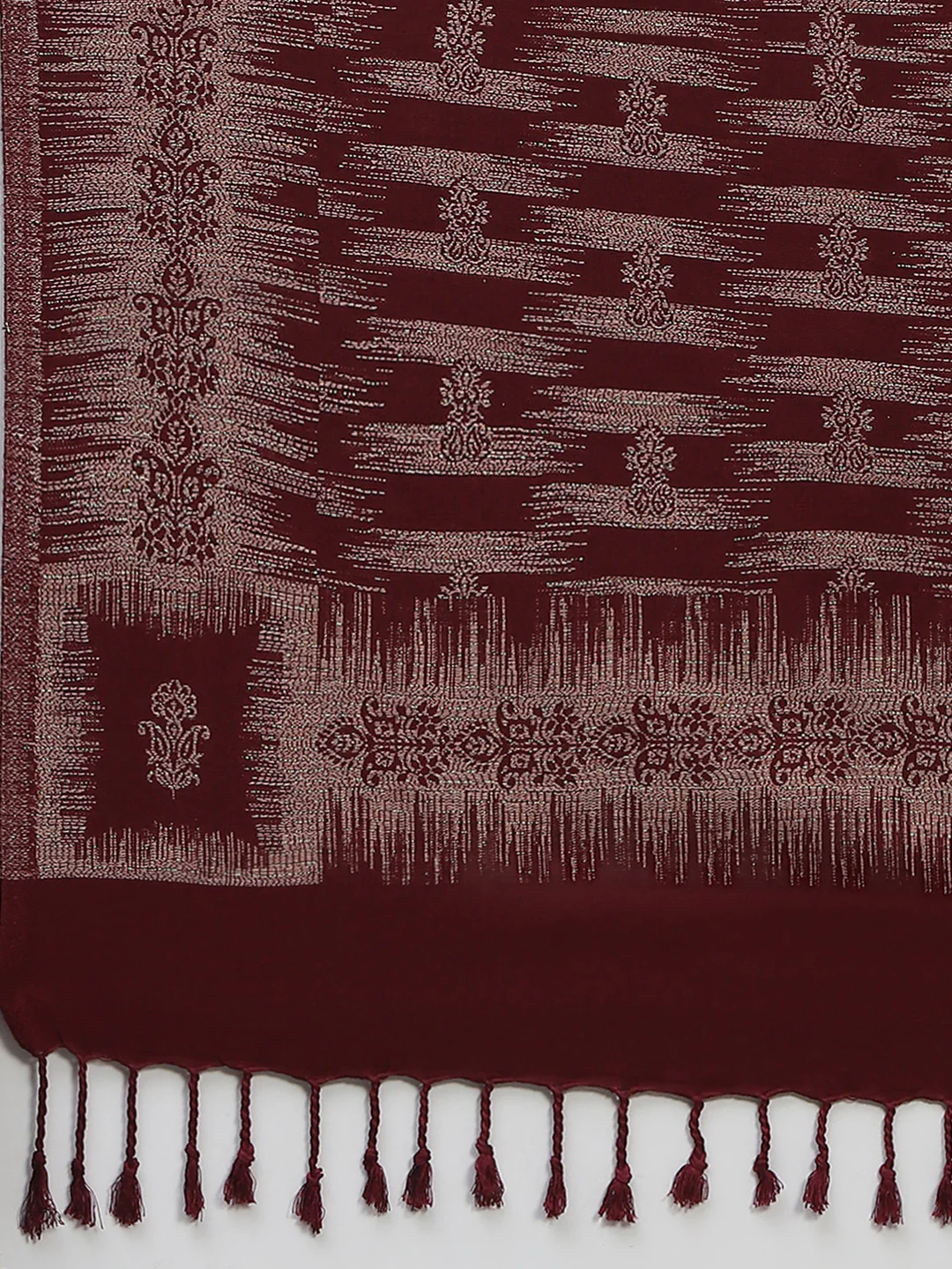 Women Maroon Self Design Stole - Image 7