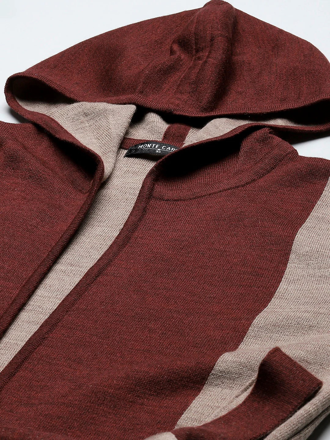 Women Maroon Solid Hooded Full Sleeve Cardigan - Image 8