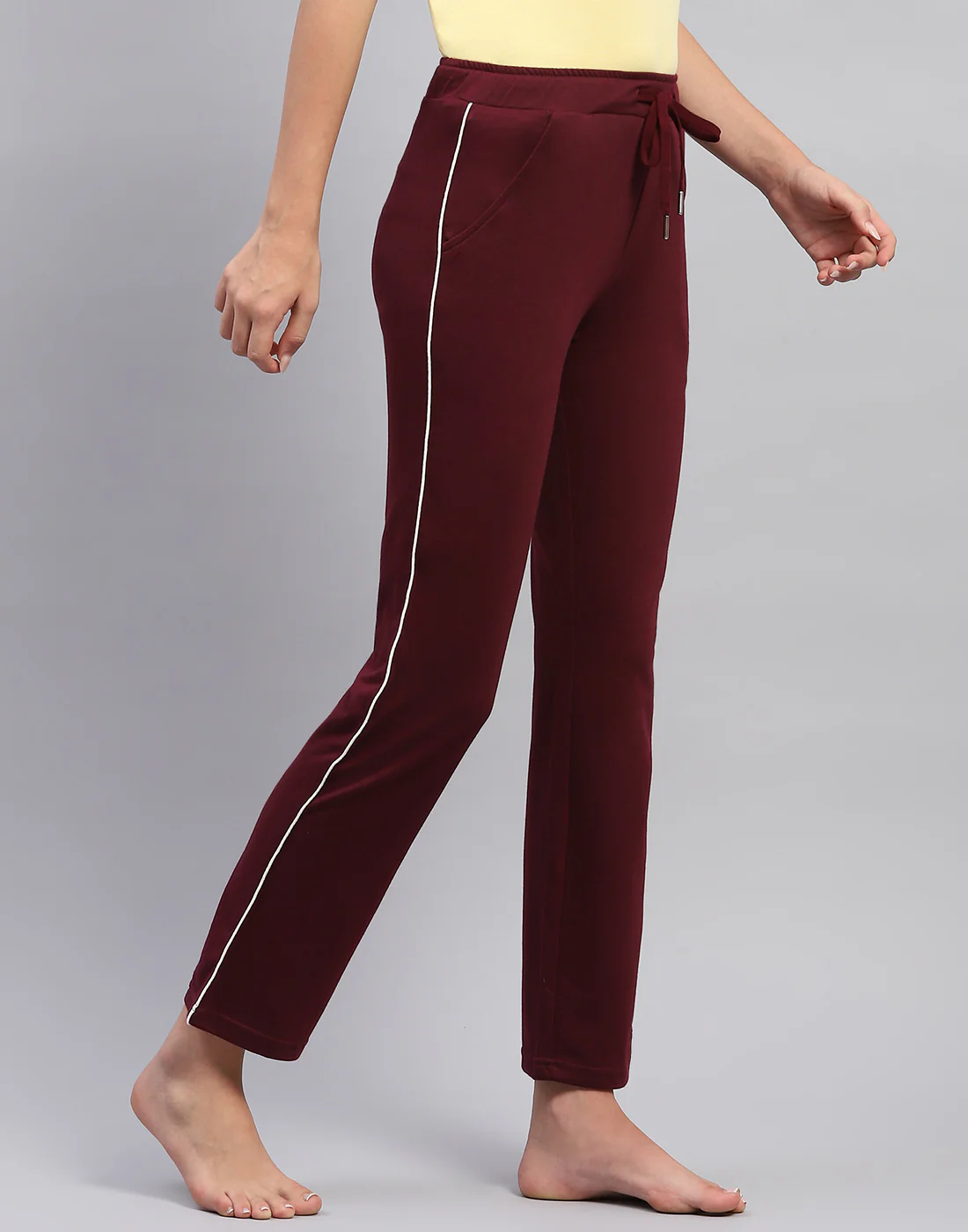 Women Maroon Solid Regular Fit Lower - Image 4