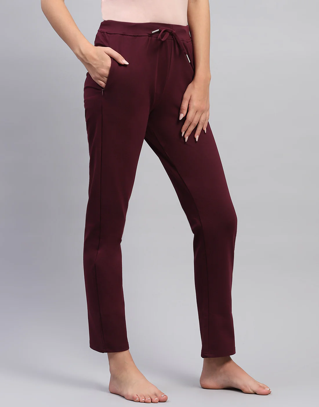 Women Maroon Solid Regular Fit Lower - Image 5
