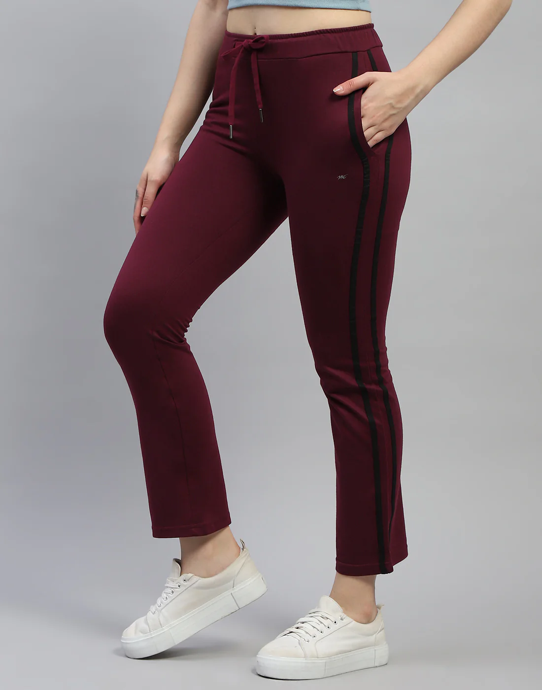 Women Maroon Solid Regular Fit Lower - Image 3