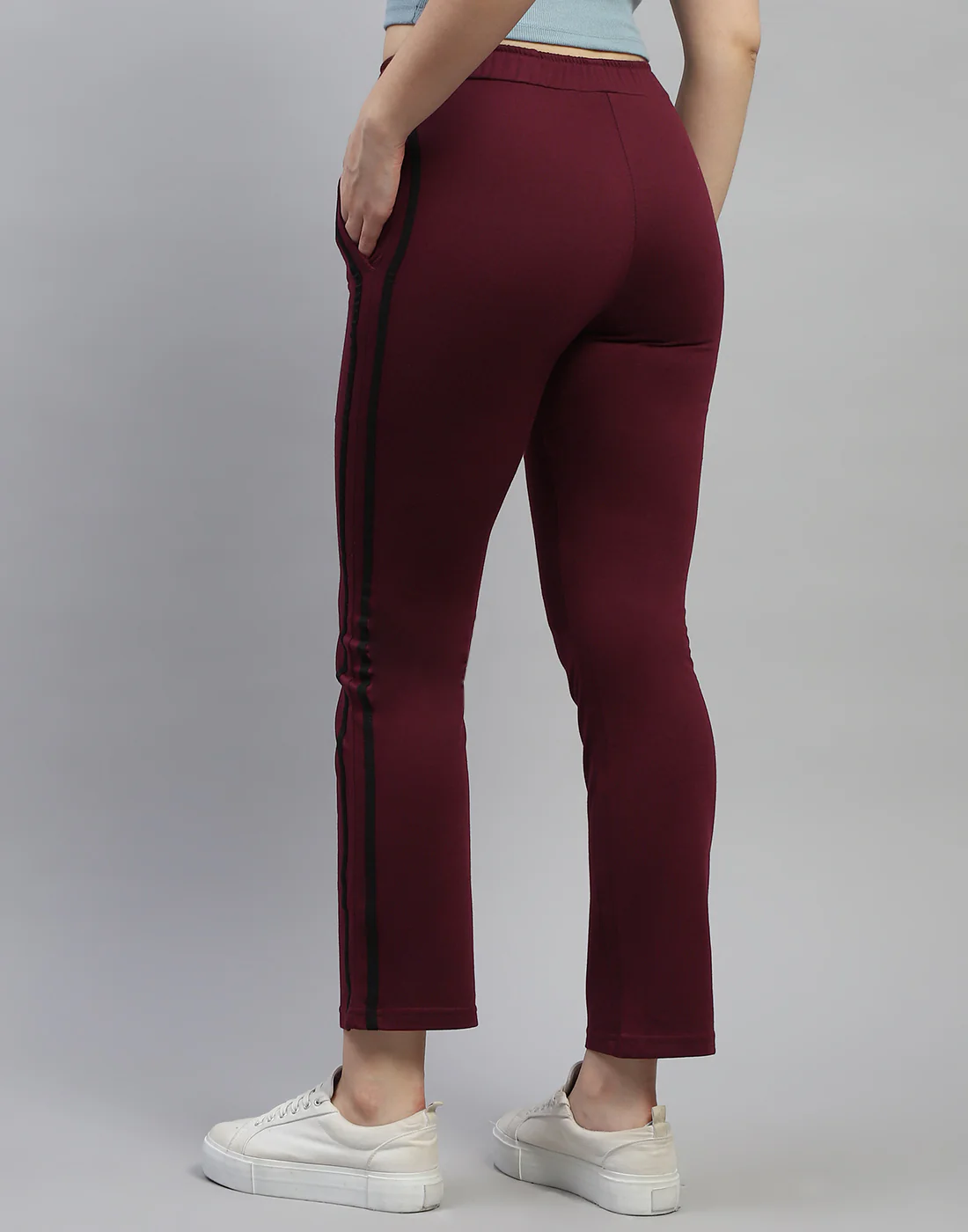 Women Maroon Solid Regular Fit Lower - Image 5