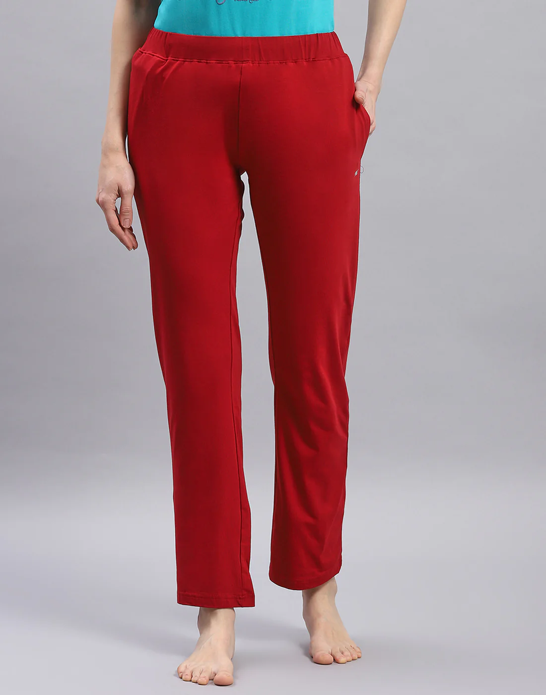 Women Maroon Solid Regular Fit Lower - Image 3