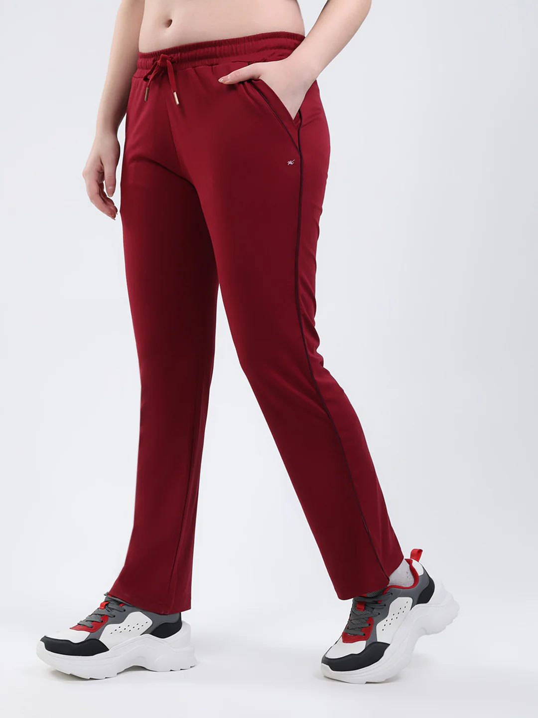 Women Maroon Solid Regular Fit Winter Lower - Image 3