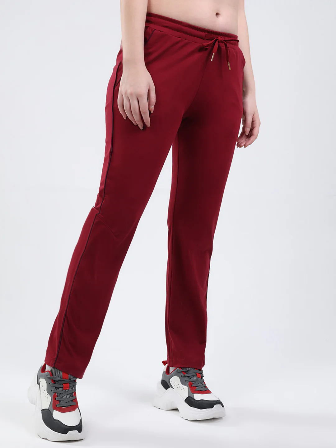 Women Maroon Solid Regular Fit Winter Lower - Image 4