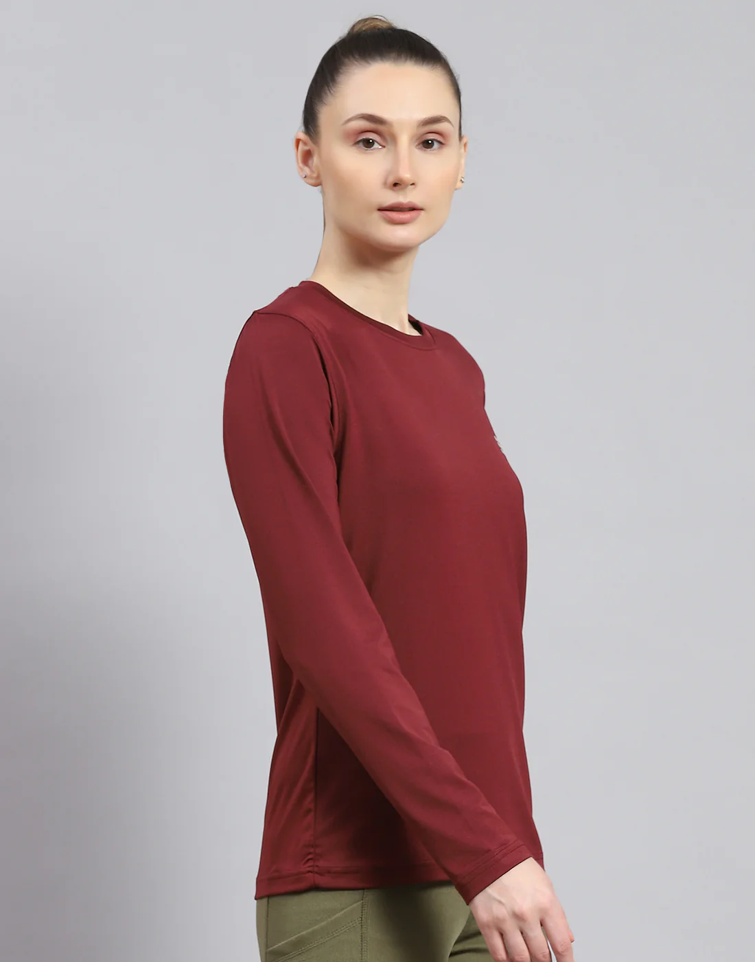 Rock.it Women Maroon Solid Round Neck Full Sleeve Top - Image 4