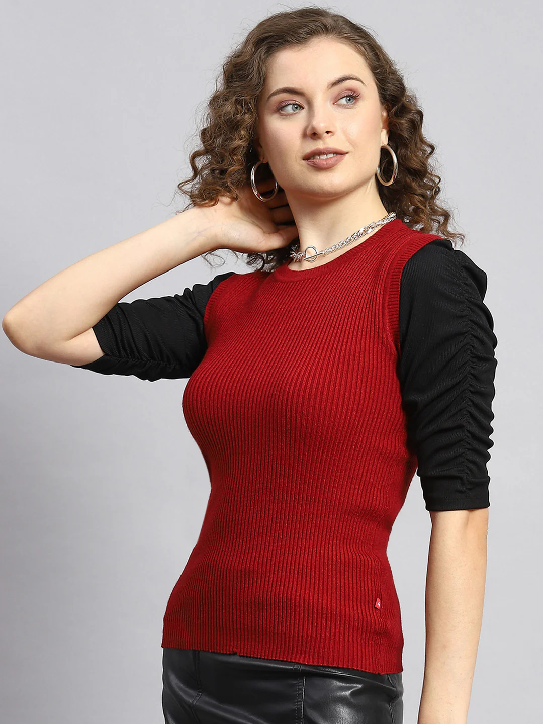 Women Maroon Solid Sceavy - Image 4