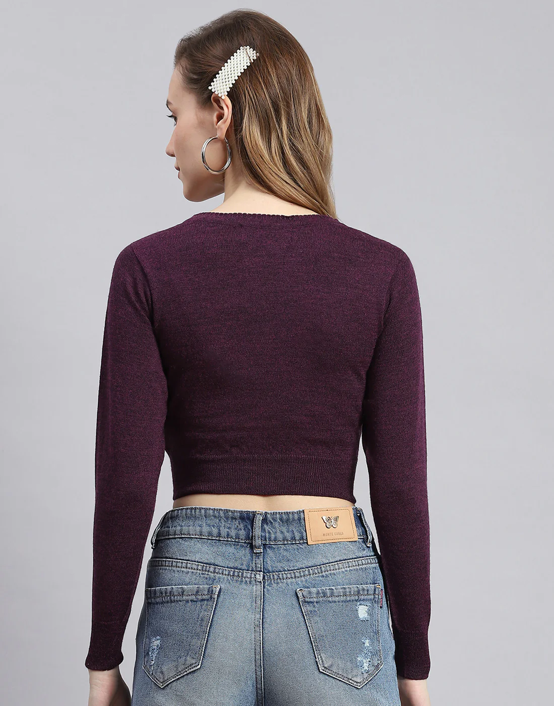Women Maroon Solid V Neck Full Sleeve Blouse - Image 5