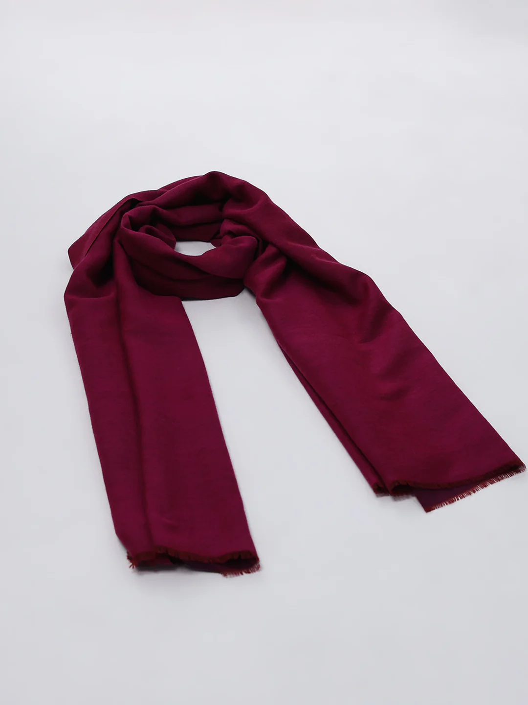 Women Maroon Solid Wool Blend Stole - Image 6