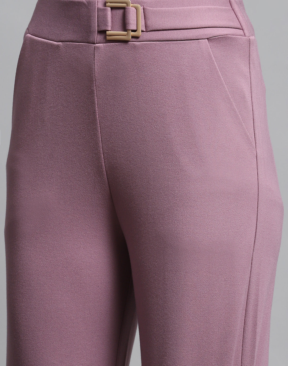 Women Mauve Solid Regular Fit Trouser - Image 6