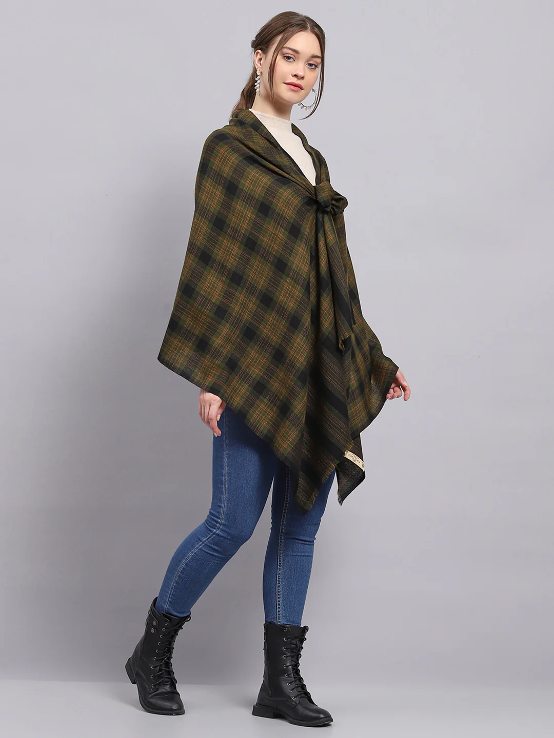 Women Multicolor Check Stole - Image 5