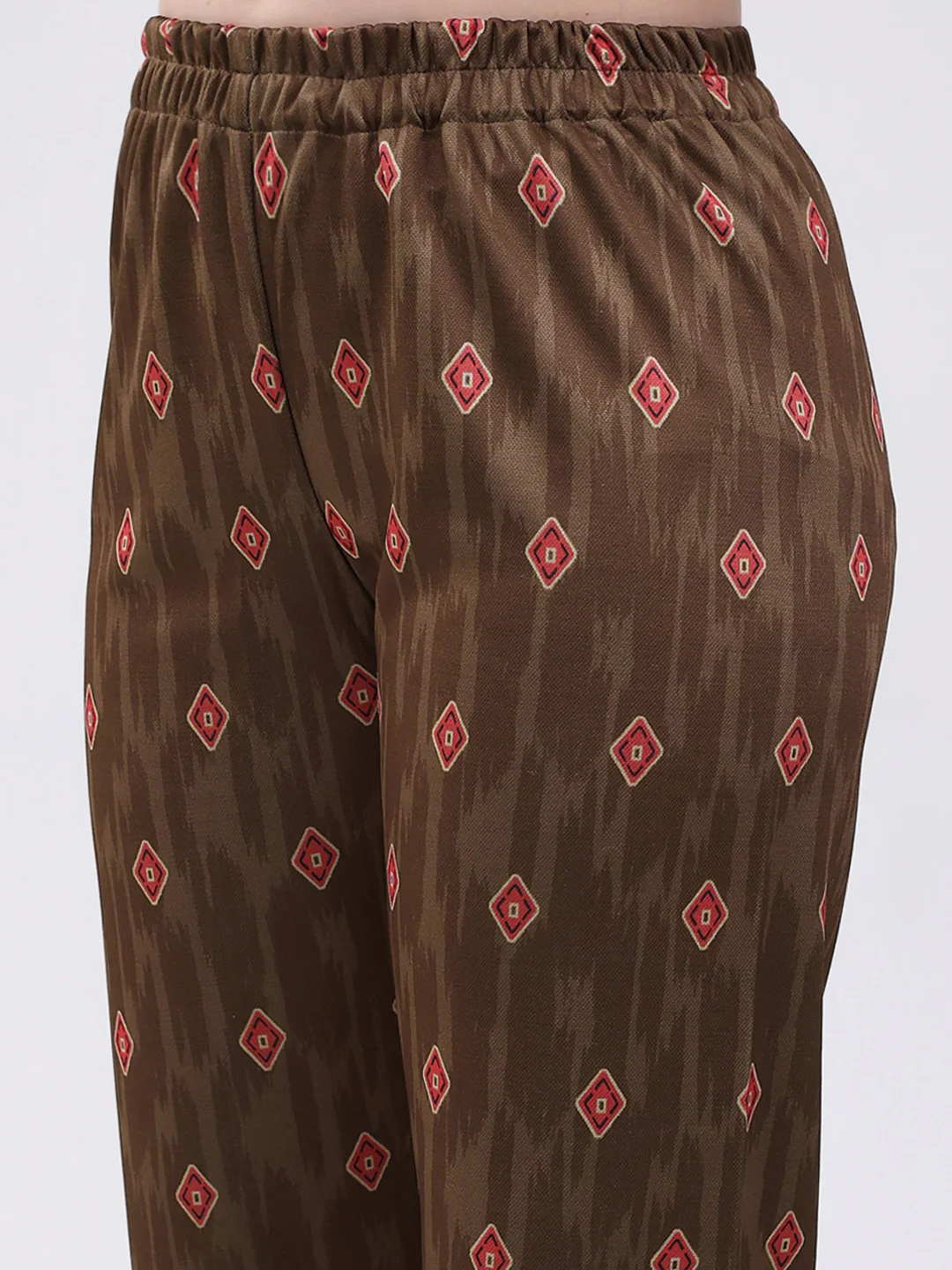 Women Multicolor Printed Round Neck Full Sleeve Kurti Set for Winter - Image 9