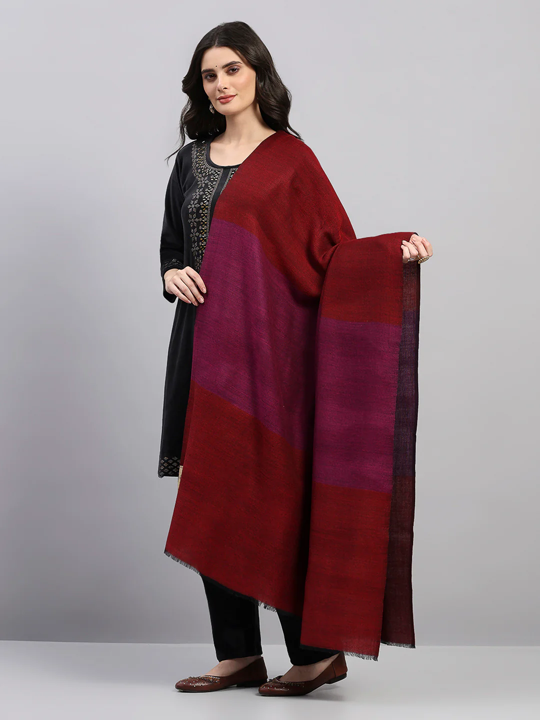 Women Multicolor Printed Wool Blend Shawl - Image 6