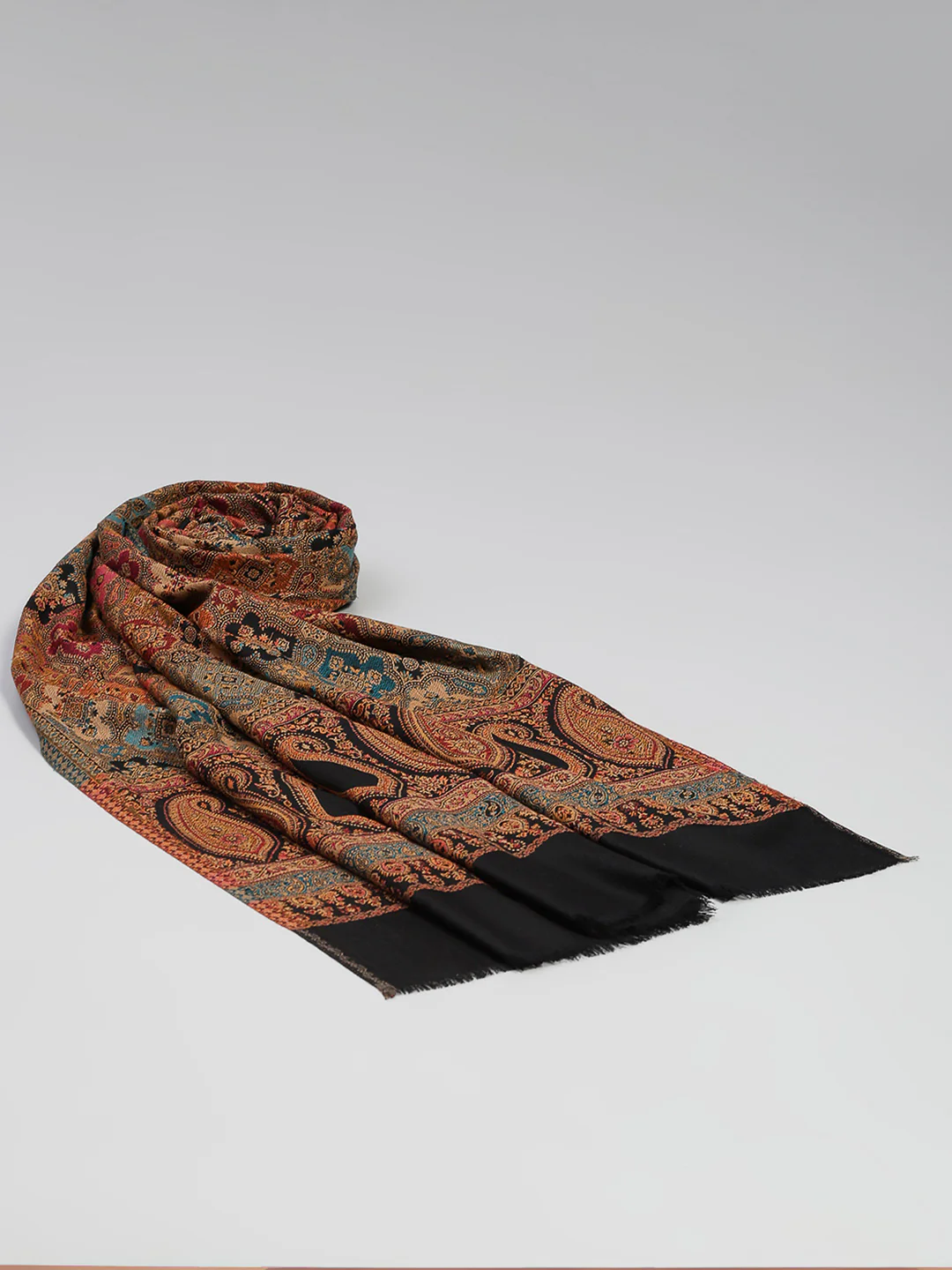 Women Multicolor Printed Wool Blend Shawl - Image 6