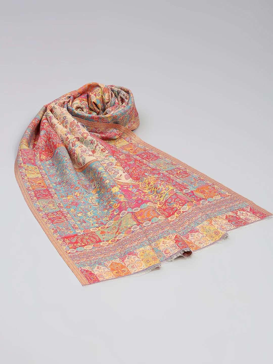Women Multicolor Printed Wool Blend Shawl - Image 6