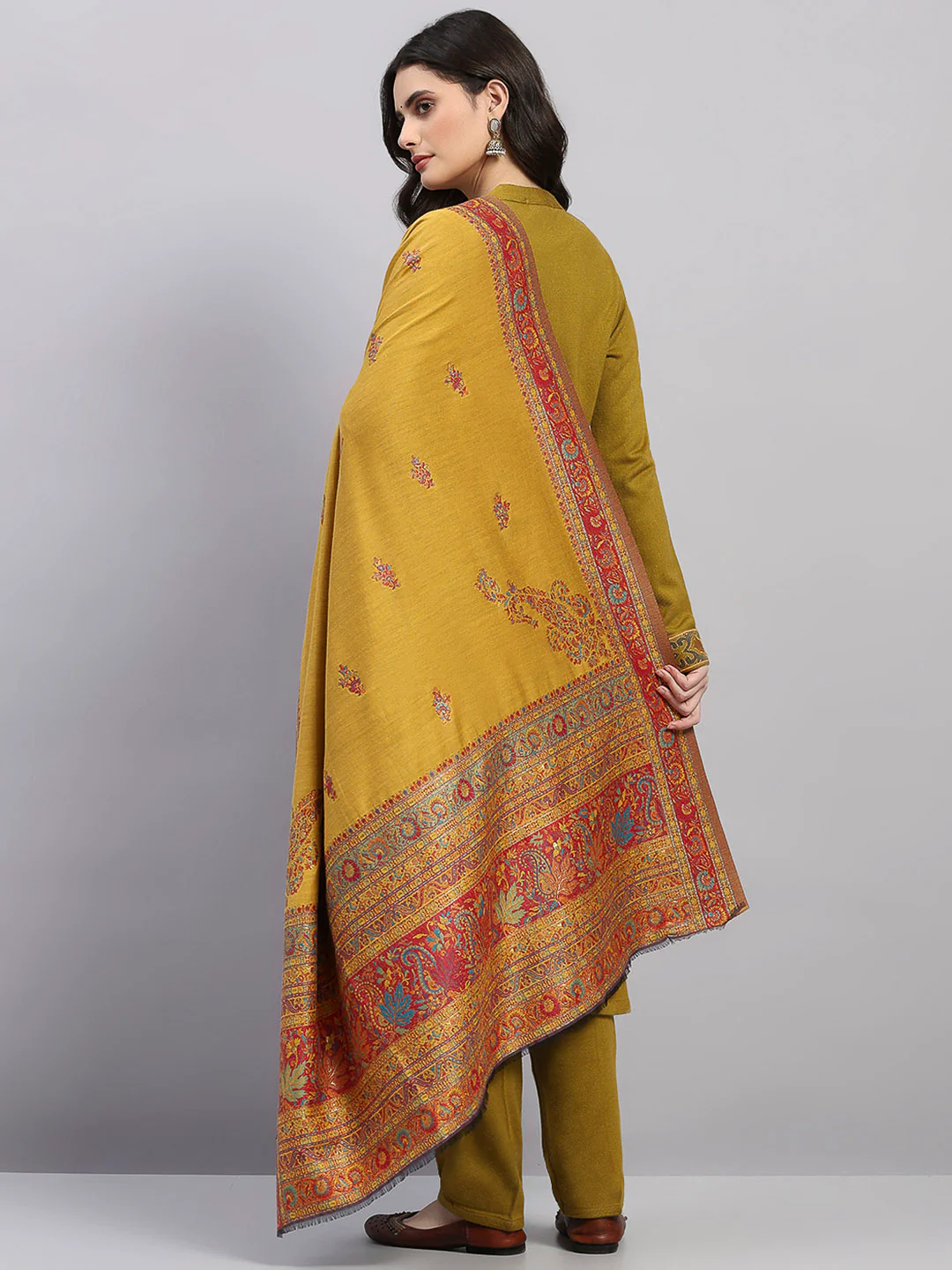 Women Multicolor Printed Wool Blend Shawl - Image 5