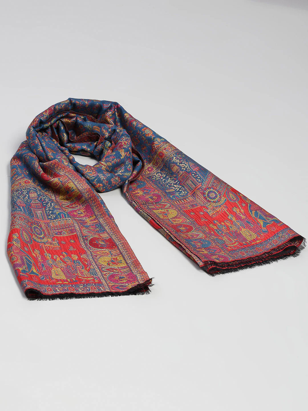 Women Multicolor Printed Wool Blend Shawl - Image 6