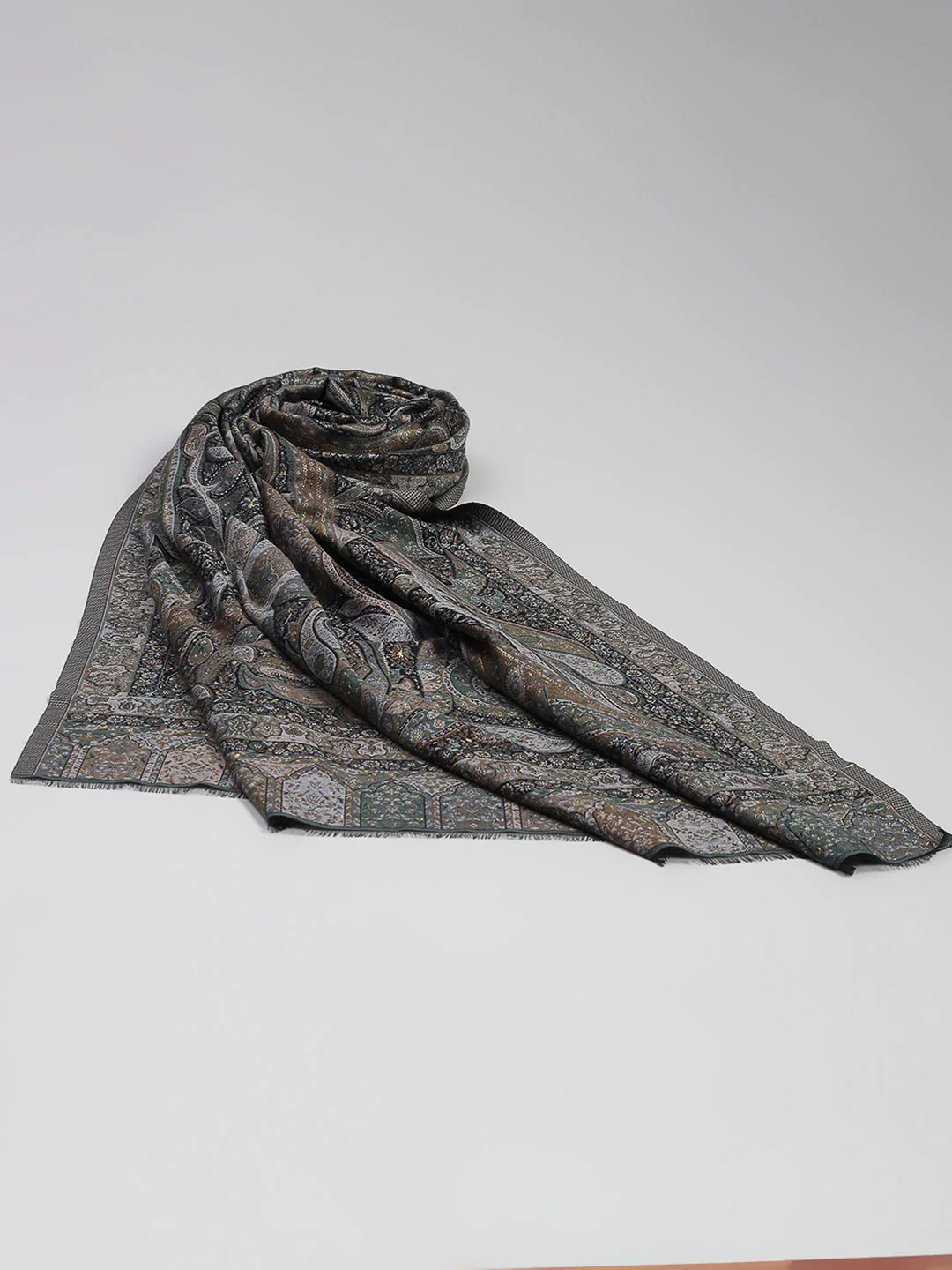 Women Multicolor Printed Wool Blend Shawl - Image 6