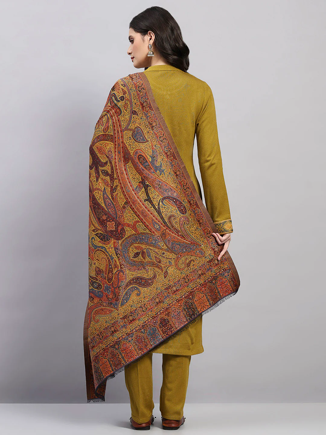 Women Multicolor Printed Wool Blend Shawl - Image 5