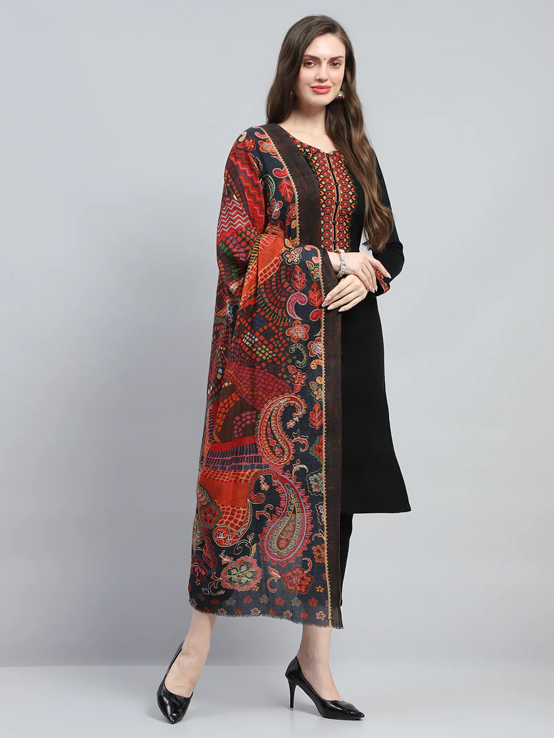 Women Multicolor Self Design Reversible Shawl - Image 4