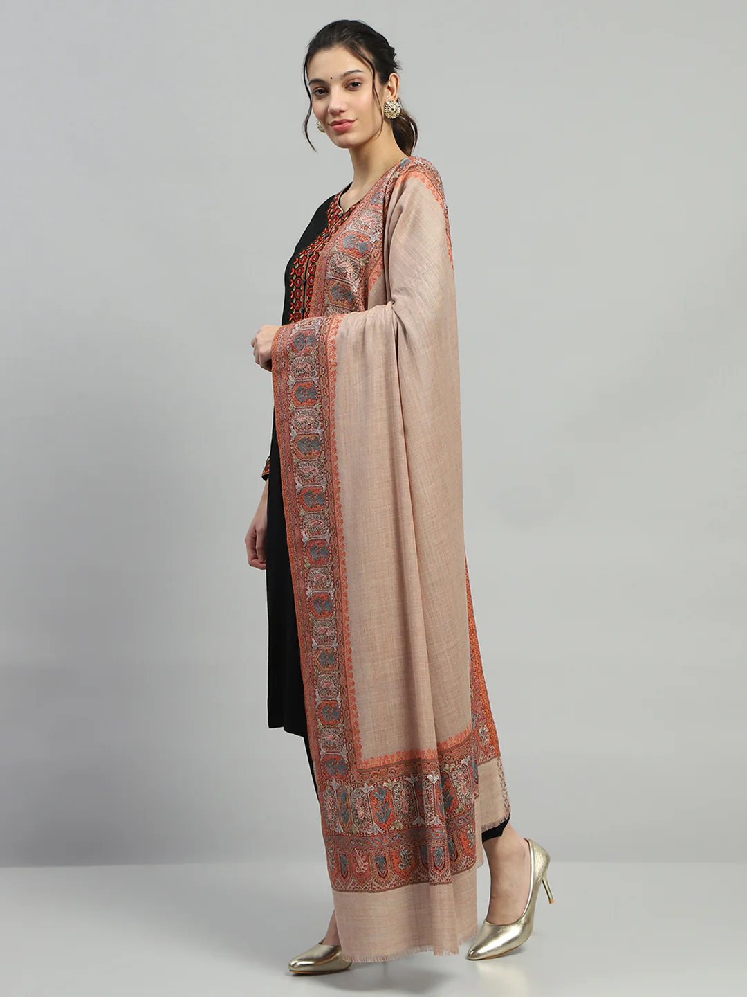 Women Multicolor Self Design Reversible Shawl - Image 3