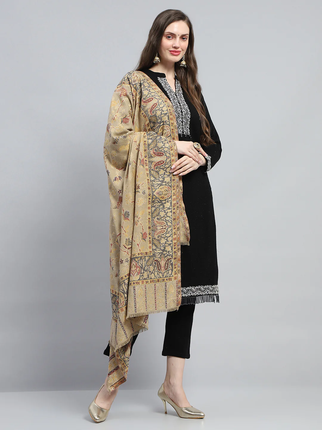 Women Multicolor Self Design Reversible Shawl - Image 4
