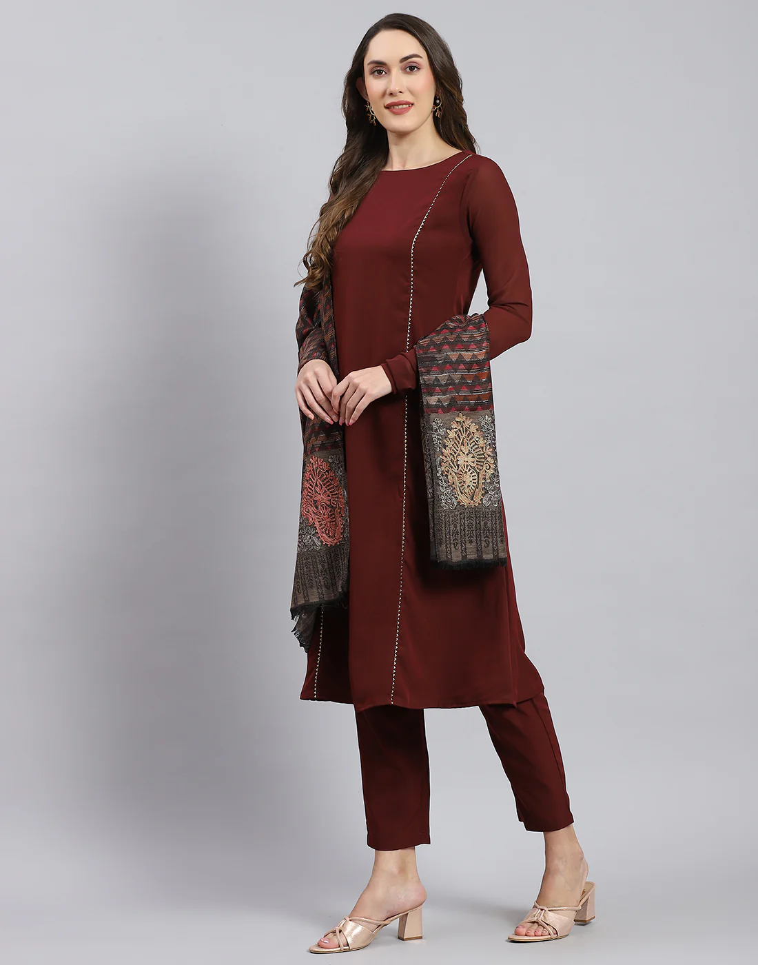 Women Multicolor Self Design Shawl - Image 4