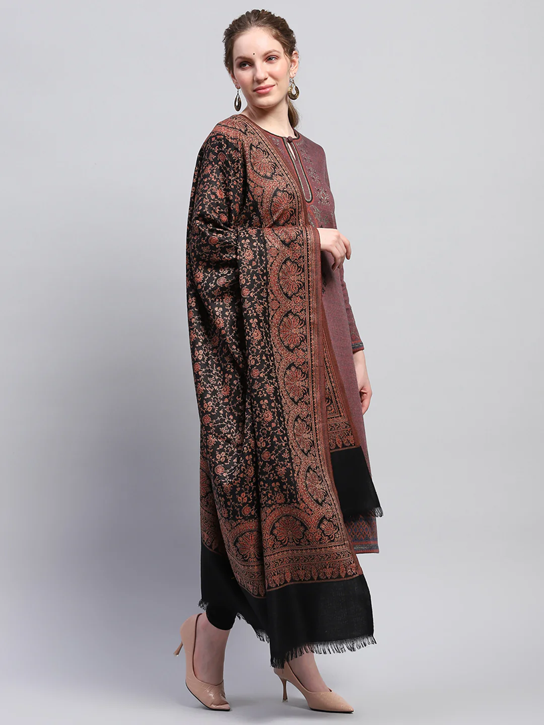 Women Multicolor Self Design Shawl - Image 4