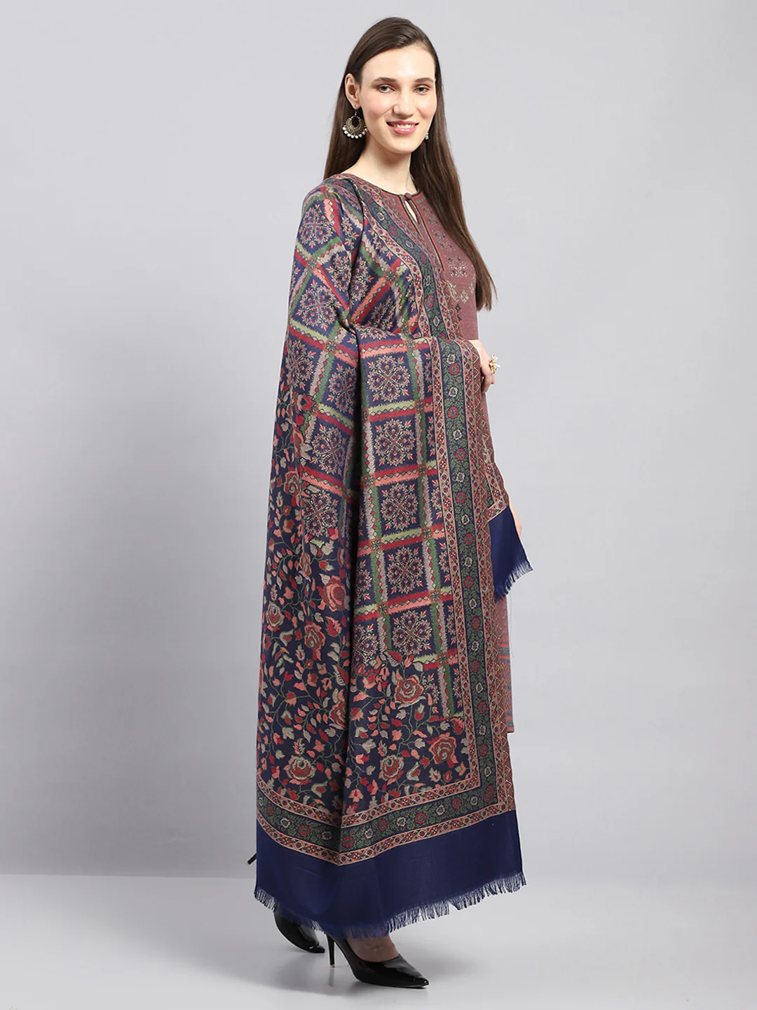 Women Multicolor Self Design Shawl - Image 4