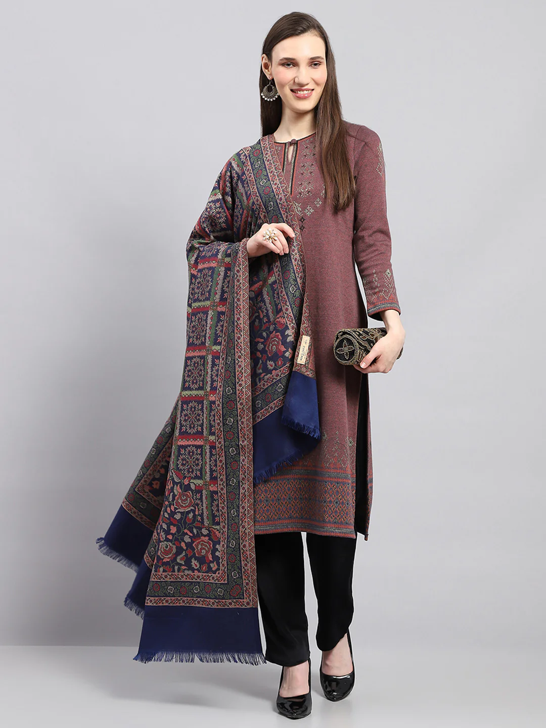Women Multicolor Self Design Shawl - Image 5