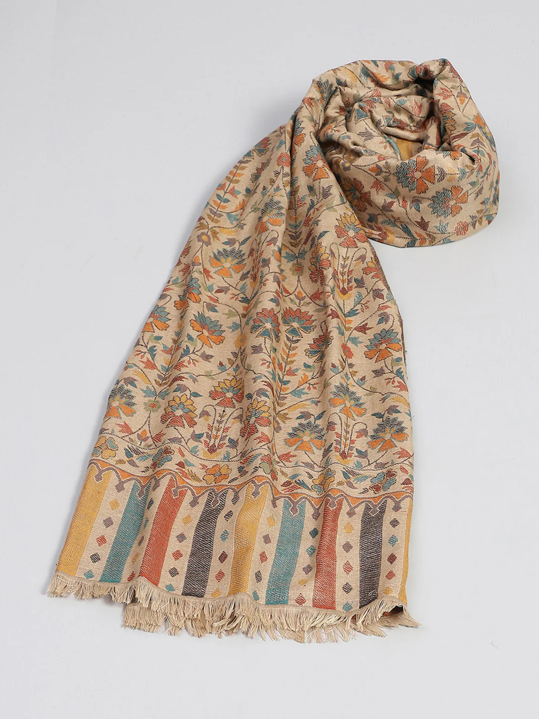 Women Multicolor Self Design Shawl - Image 2