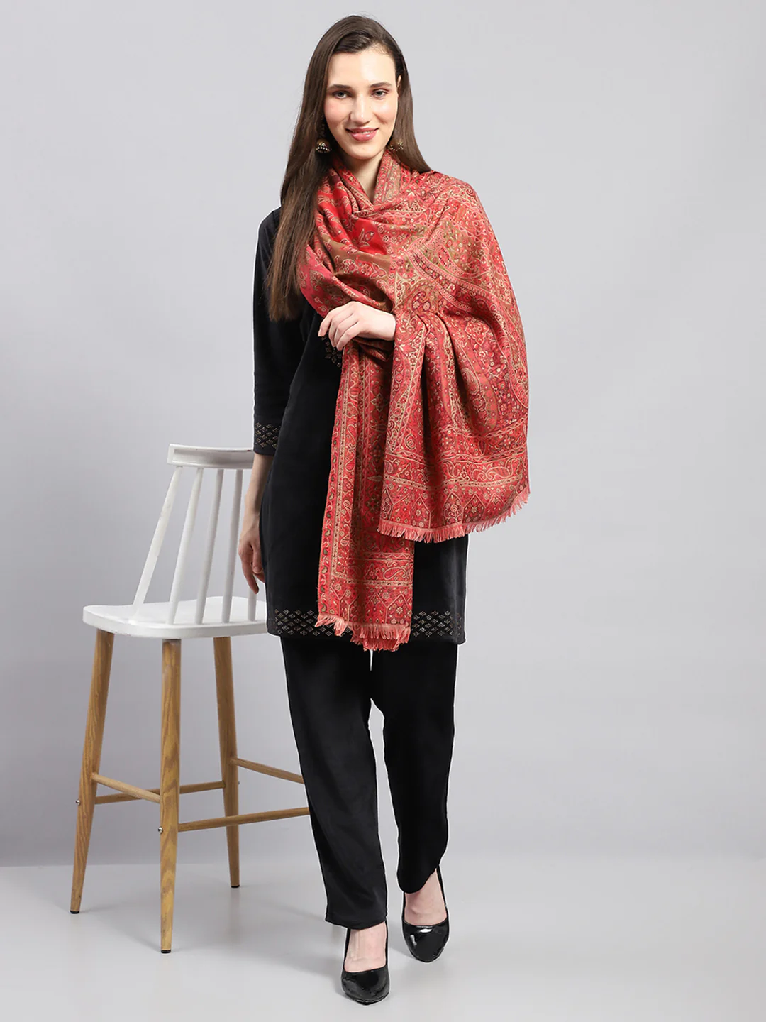 Women Multicolor Self Design Shawl - Image 2