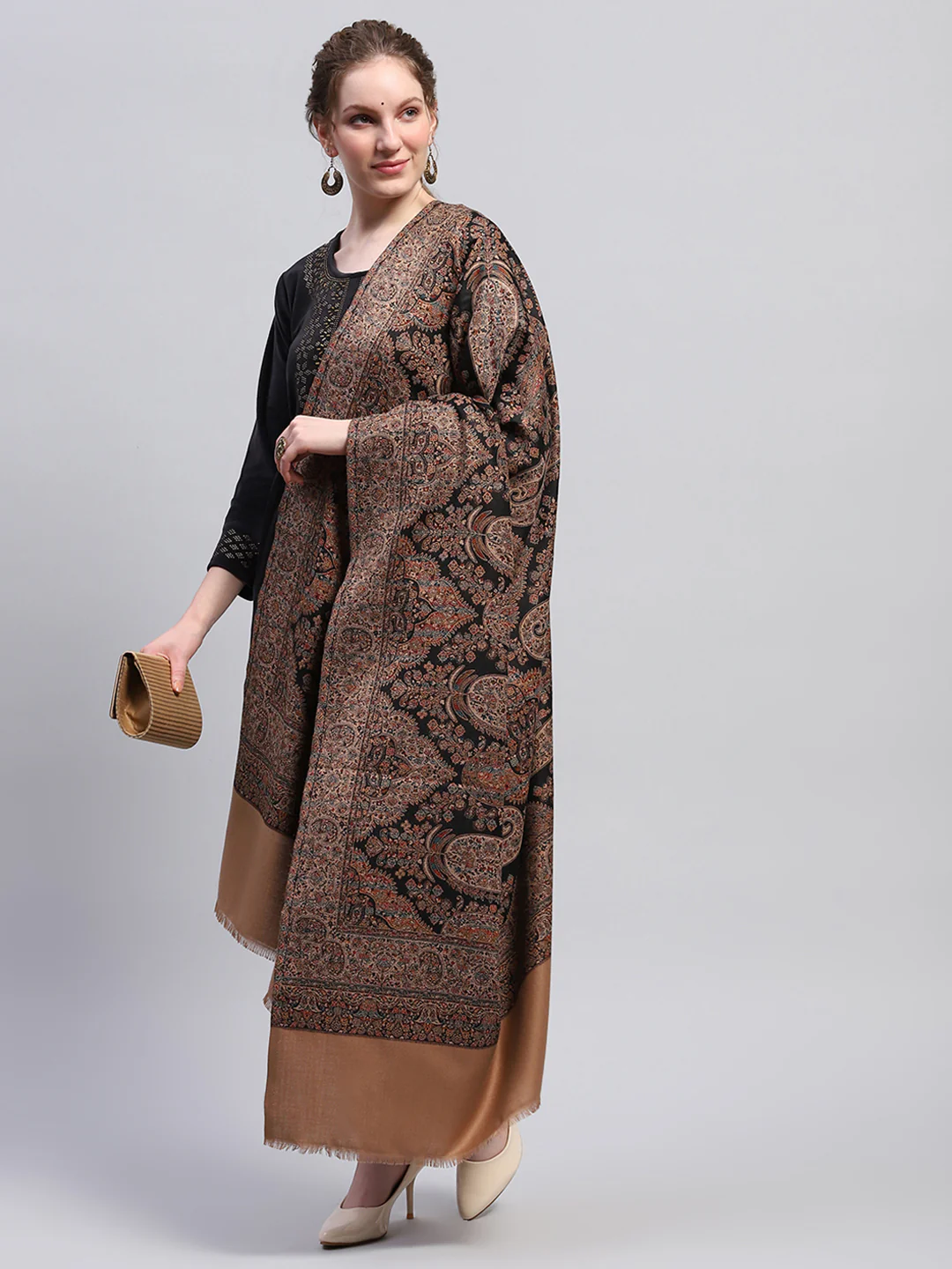 Women Multicolor Self Design Shawl - Image 2
