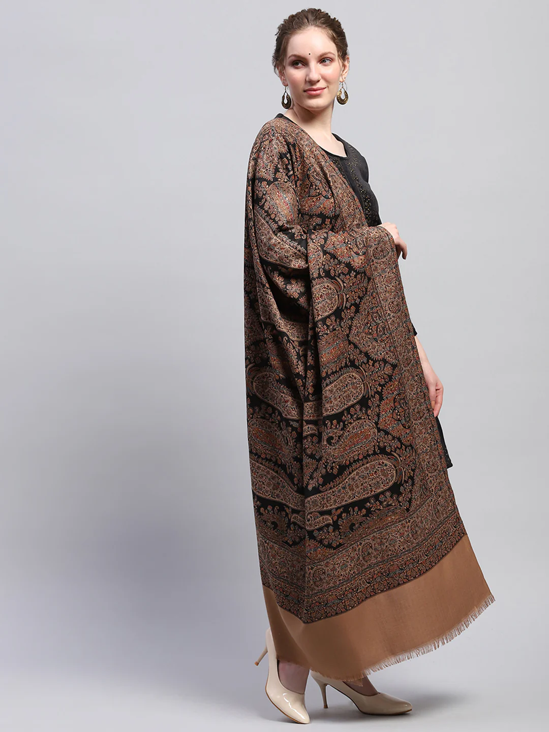 Women Multicolor Self Design Shawl - Image 4