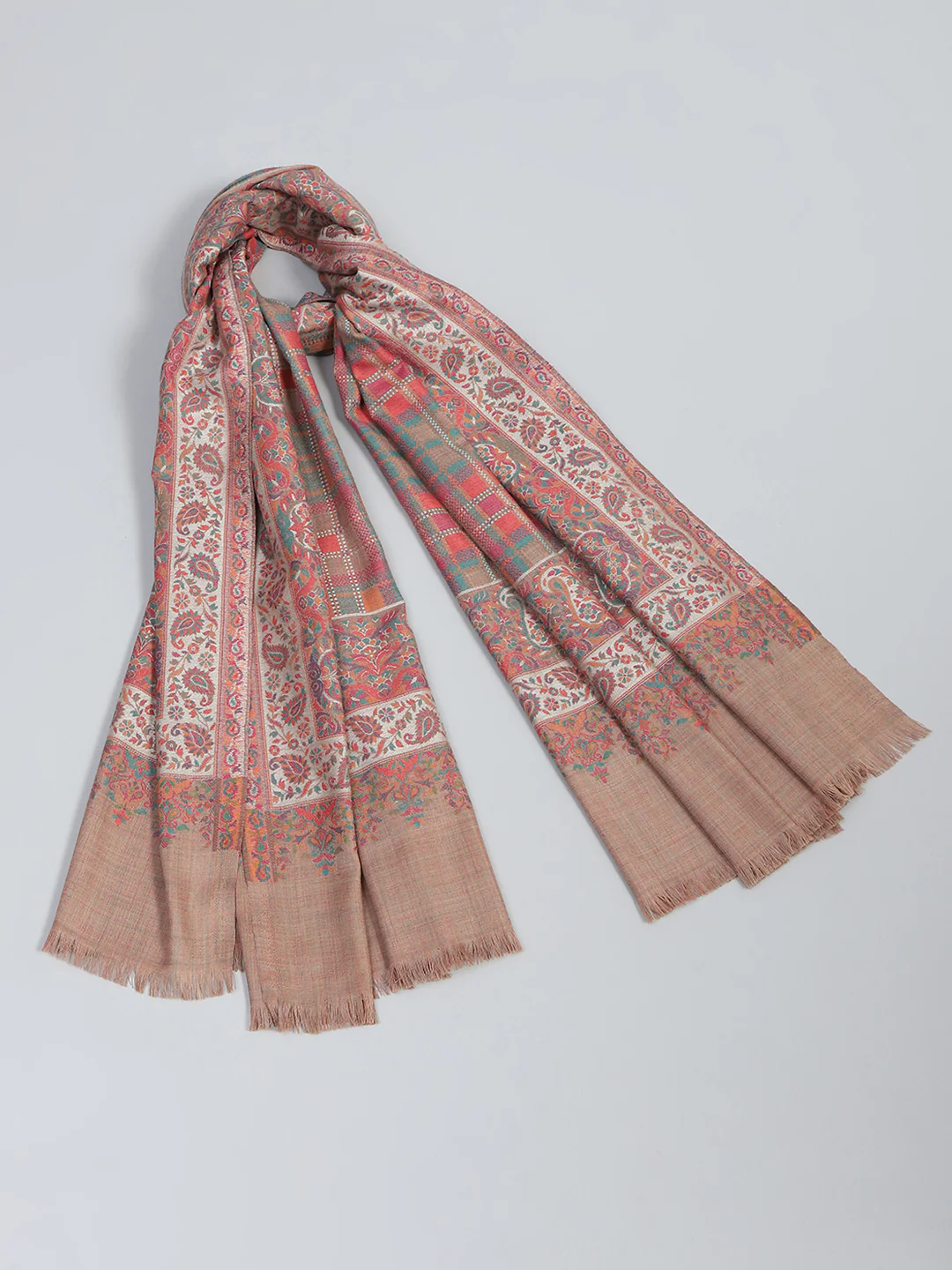 Women Multicolor Self Design Shawl - Image 2
