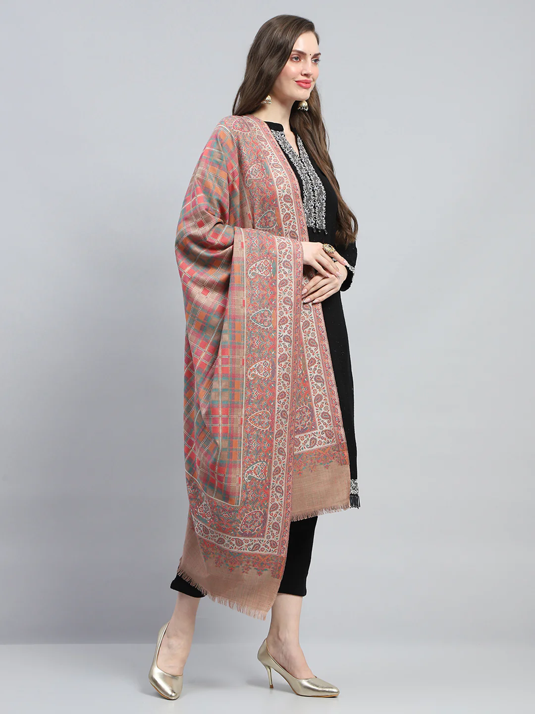 Women Multicolor Self Design Shawl - Image 4
