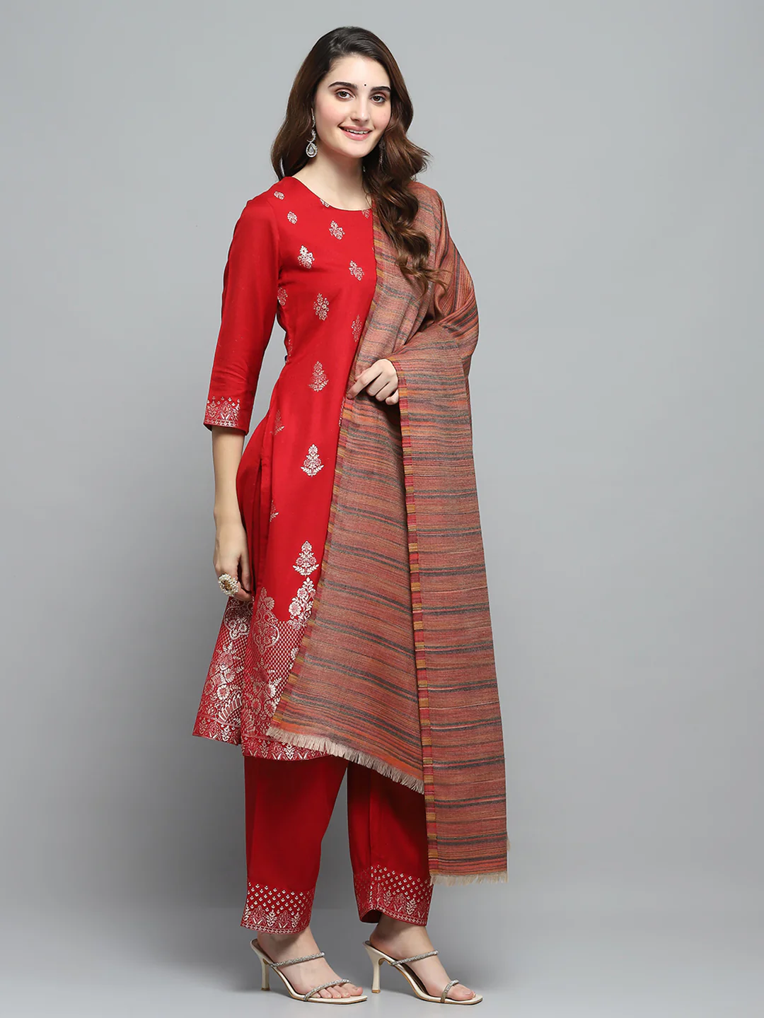 Women Multicolor Self Design Shawl - Image 4