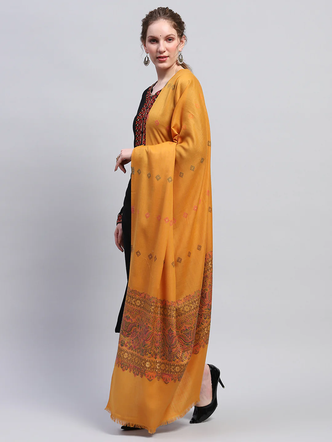 Women Multicolor Self Design Shawl - Image 3