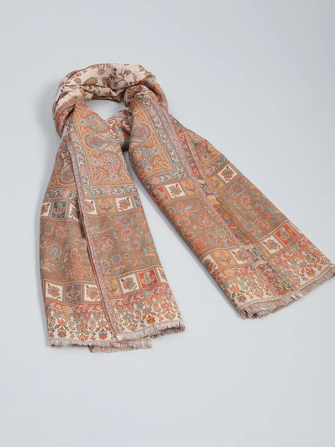 Women Multicolor Self Design Shawl - Image 2