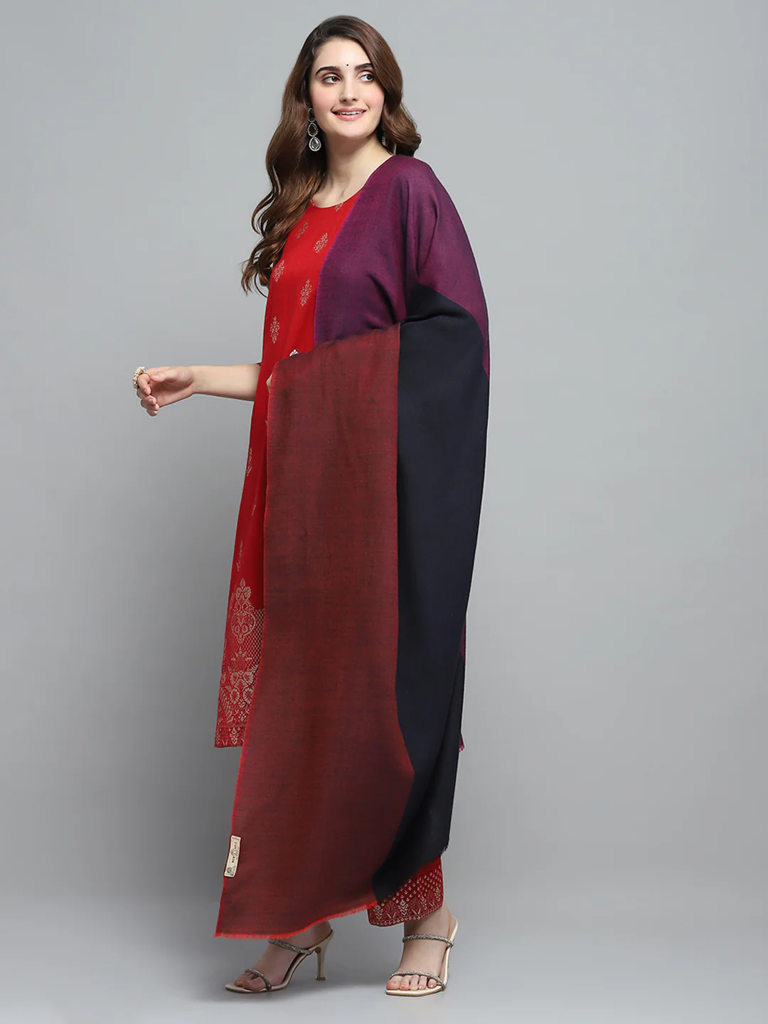 Women Multicolor Self Design Shawl - Image 8