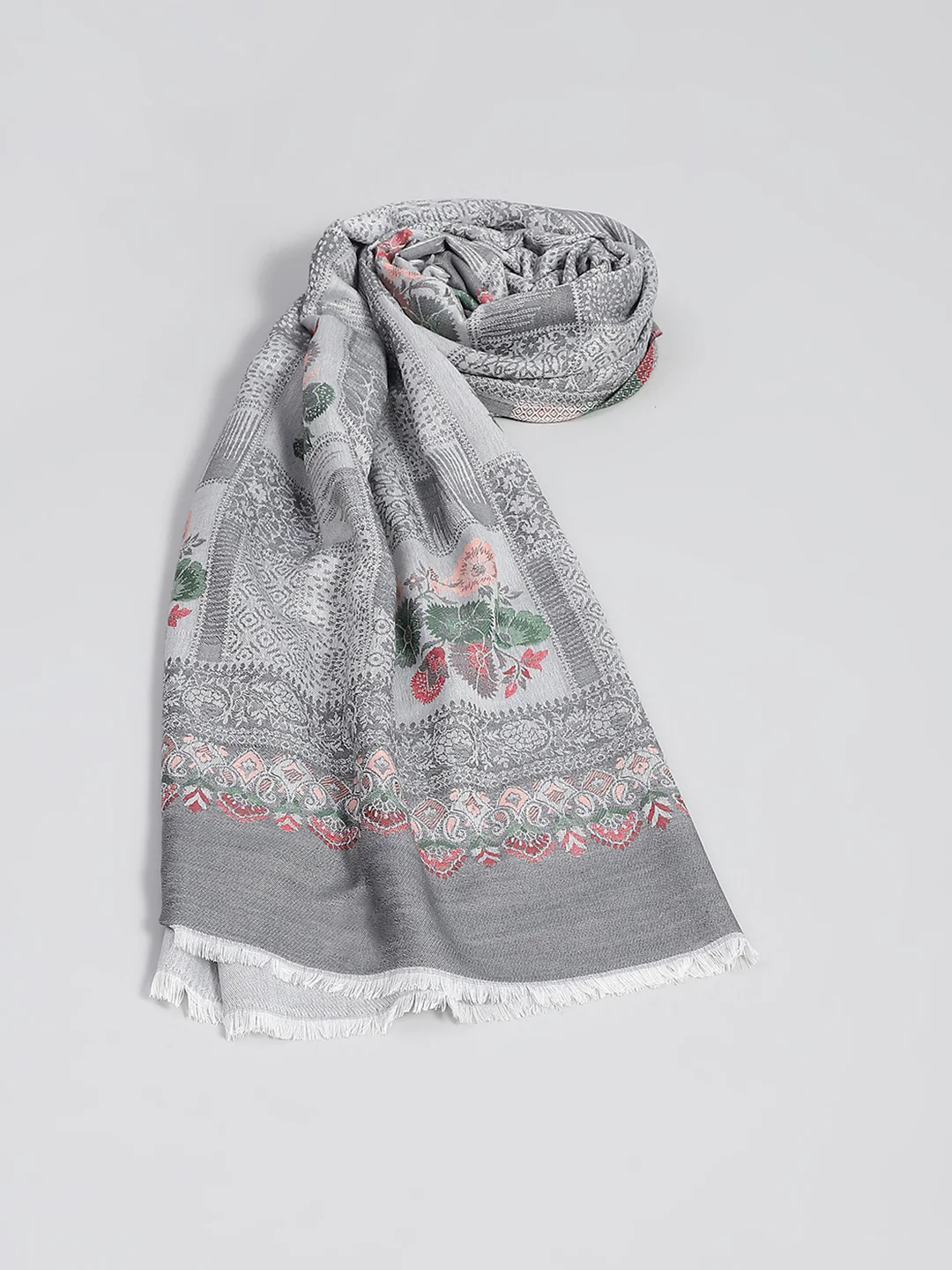 Women Multicolor Self Design Shawl - Image 5