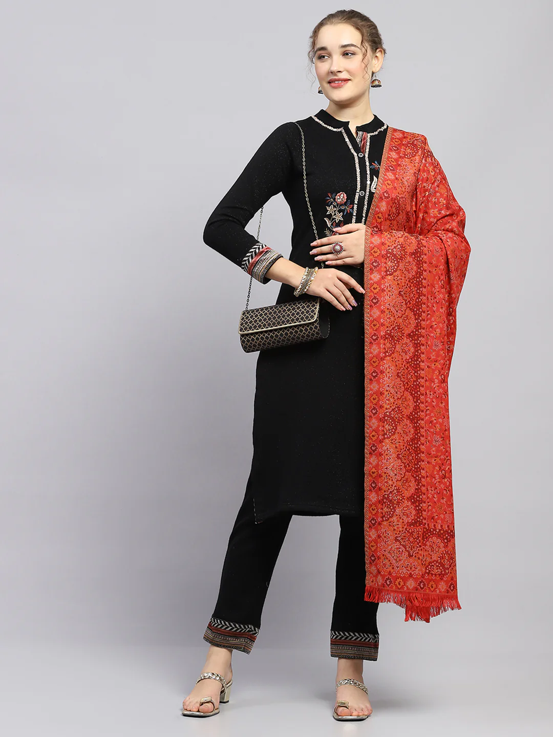 Women Multicolor Self Design Shawl - Image 2