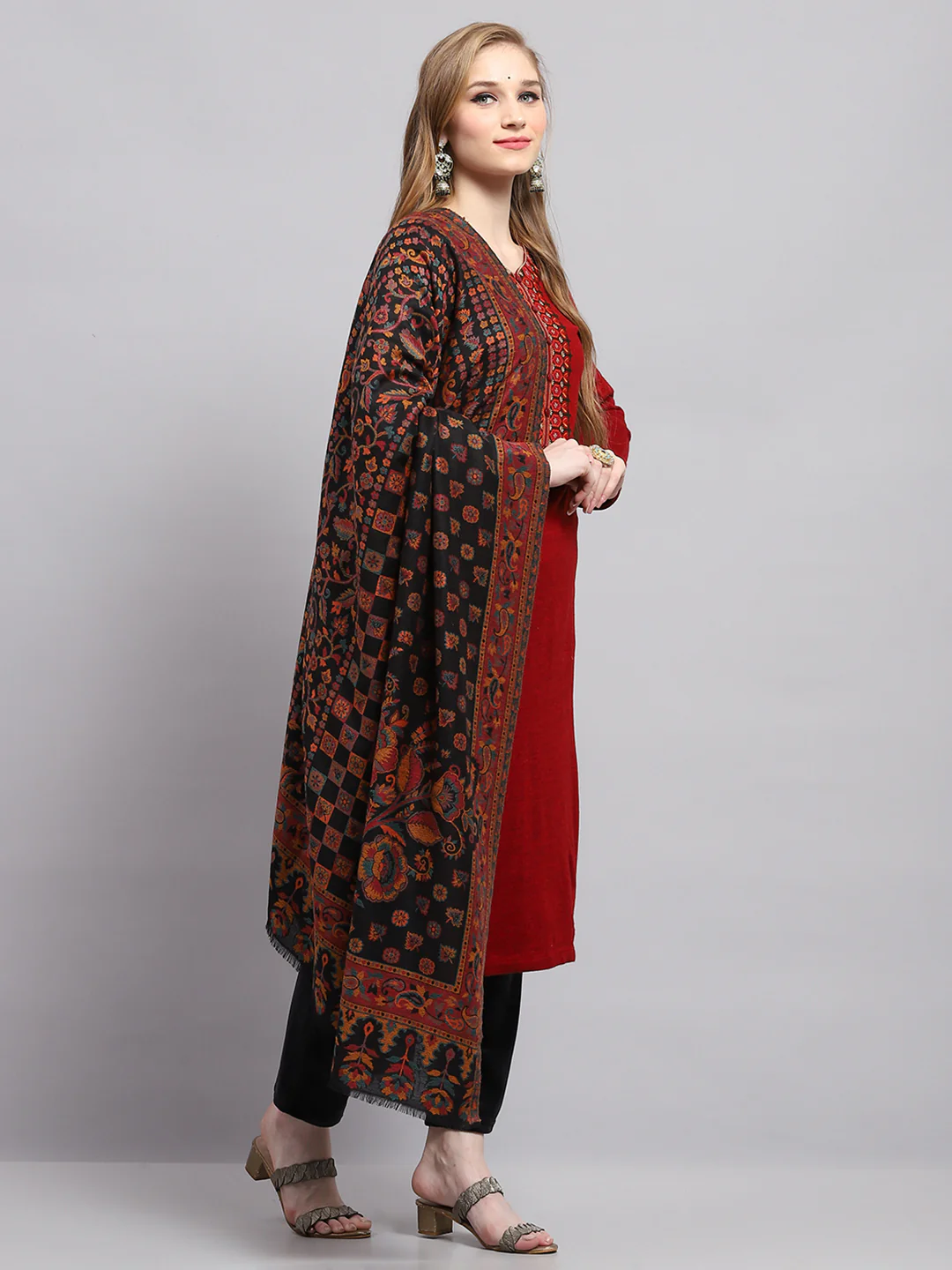 Women Multicolor Self Design Shawl - Image 4