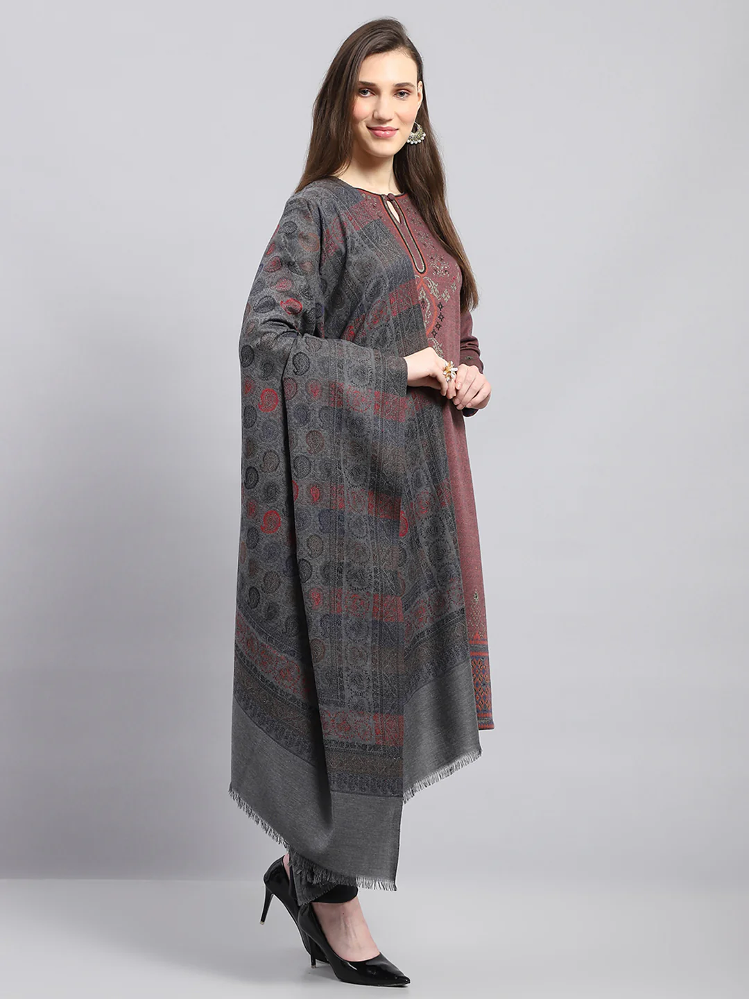 Women Multicolor Self Design Shawl - Image 4