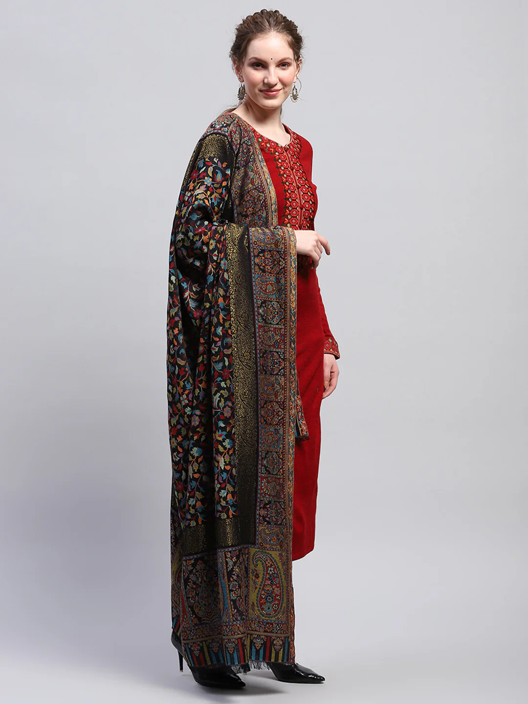 Women Multicolor Self Design Shawl - Image 4