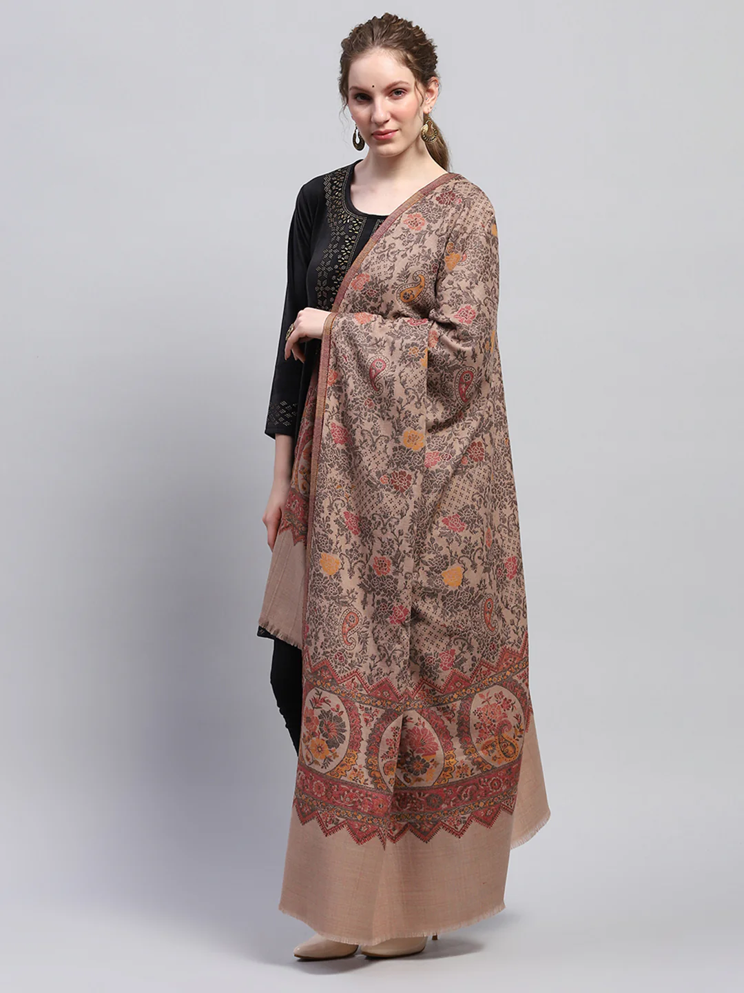 Women Multicolor Self Design Shawl - Image 3