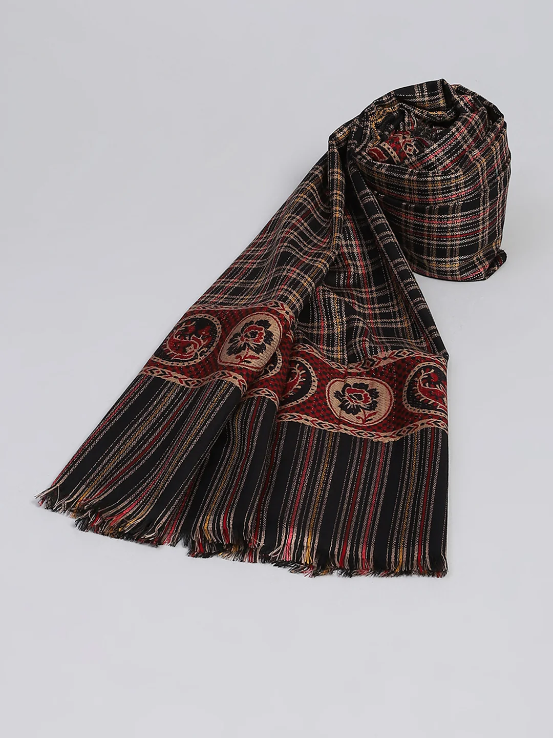 Women Multicolor Self Design Shawl - Image 2