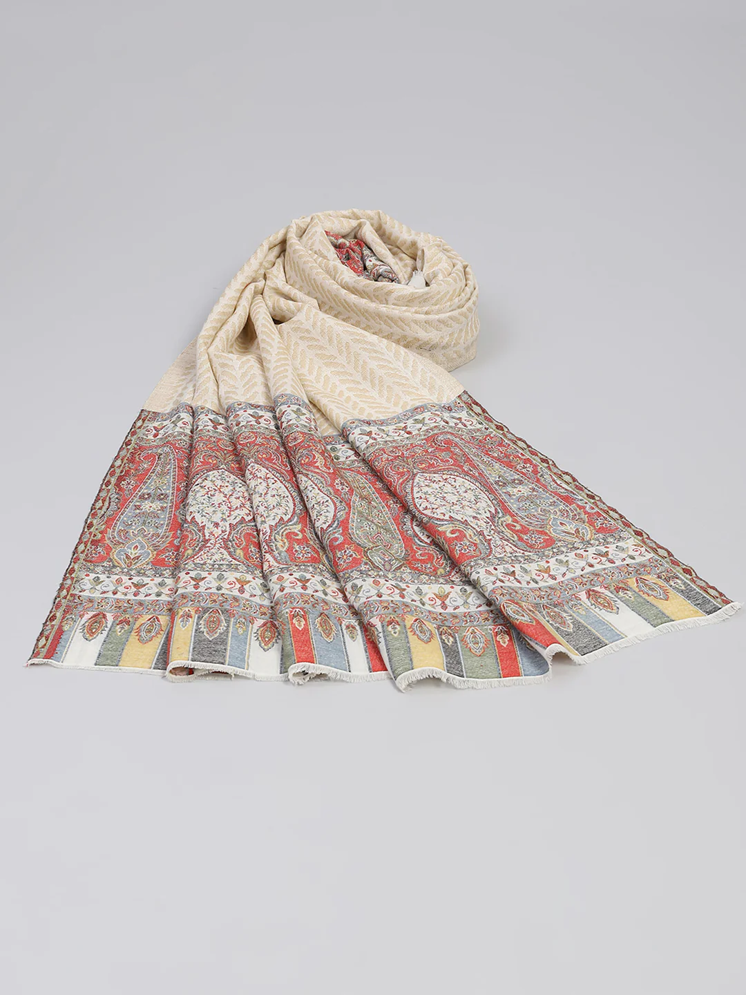Women Multicolor Self Design Shawl - Image 5