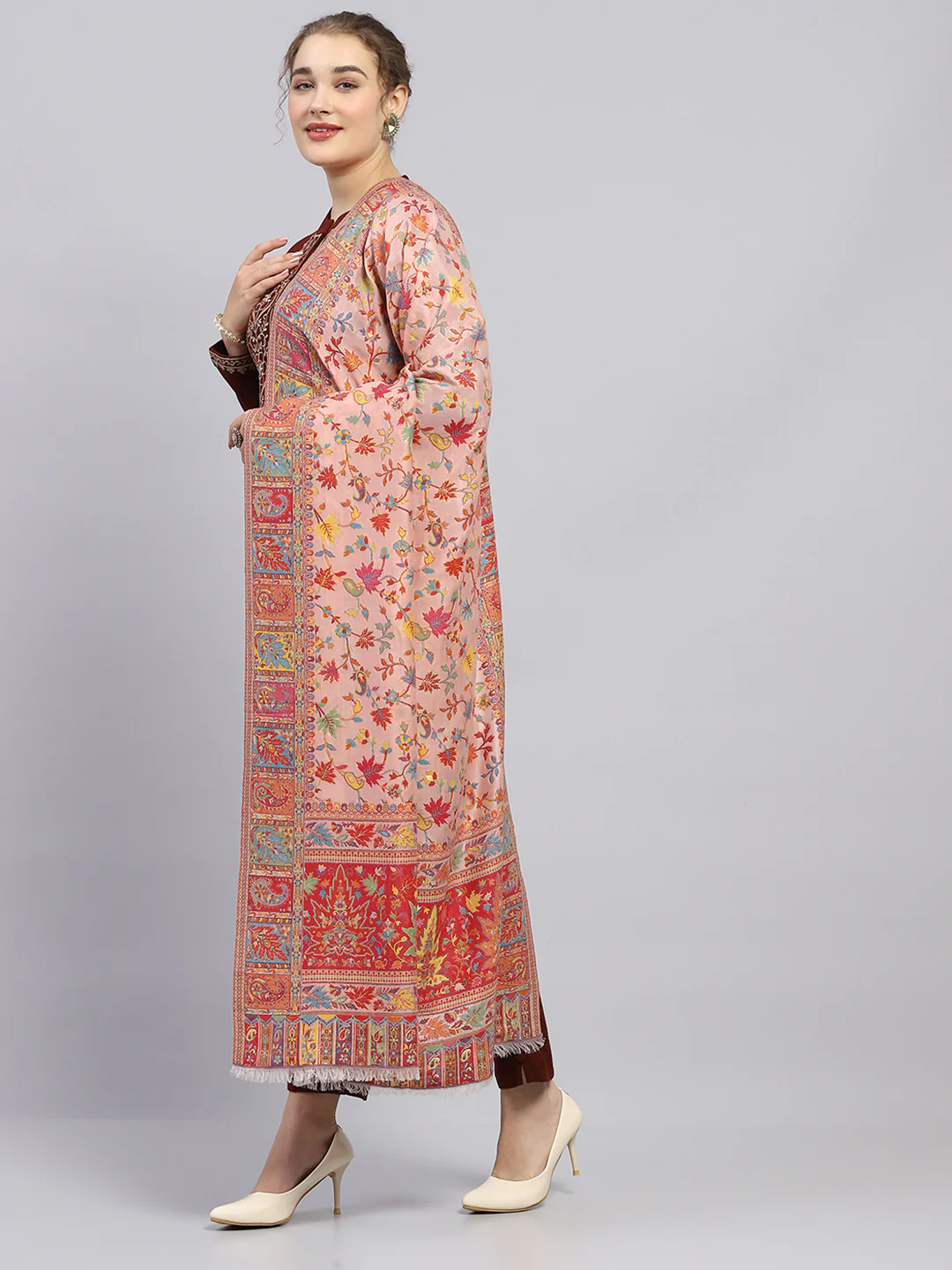 Women Multicolor Self Design Shawl - Image 3