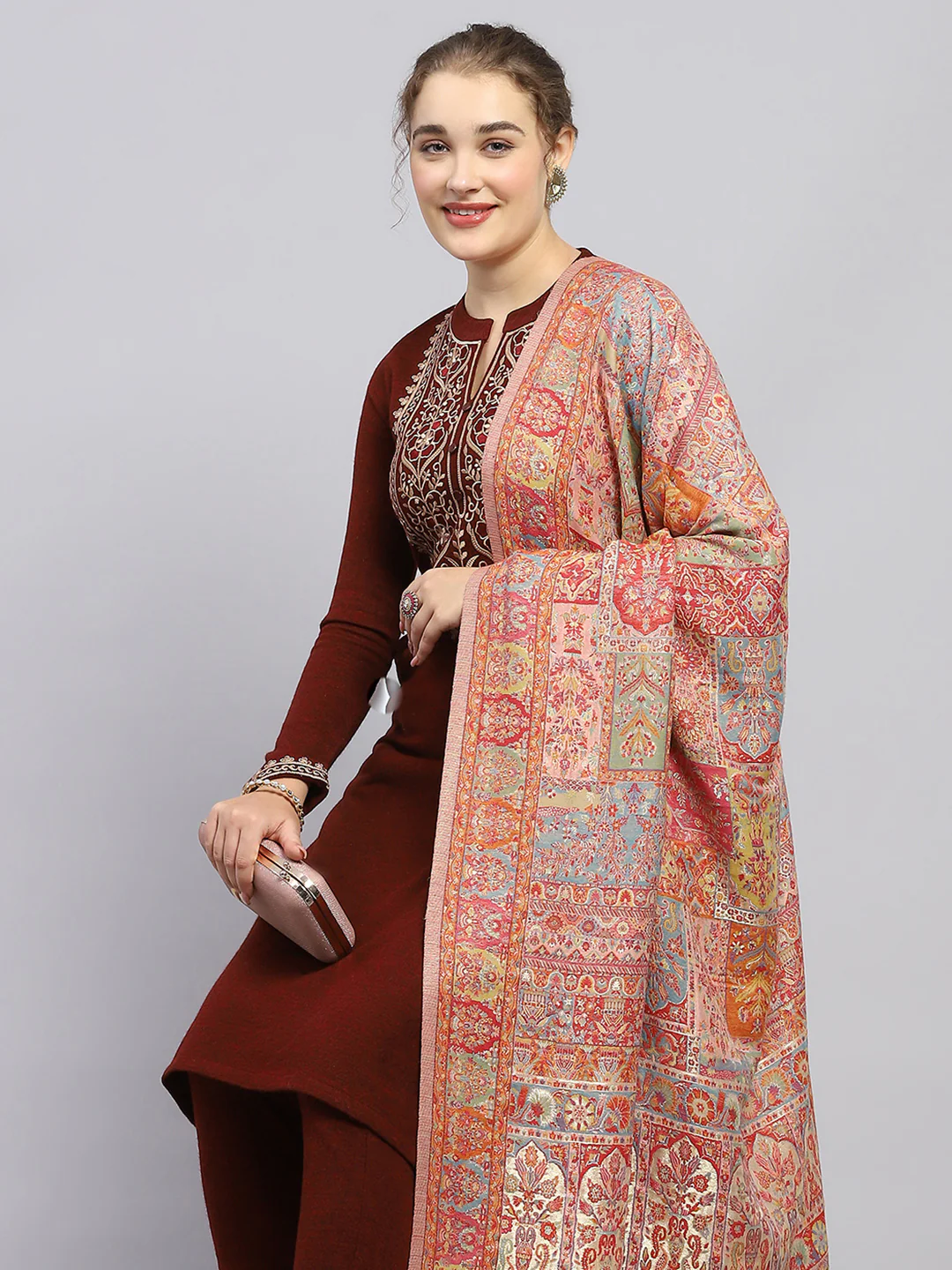 Women Multicolor Self Design Shawl - Image 6
